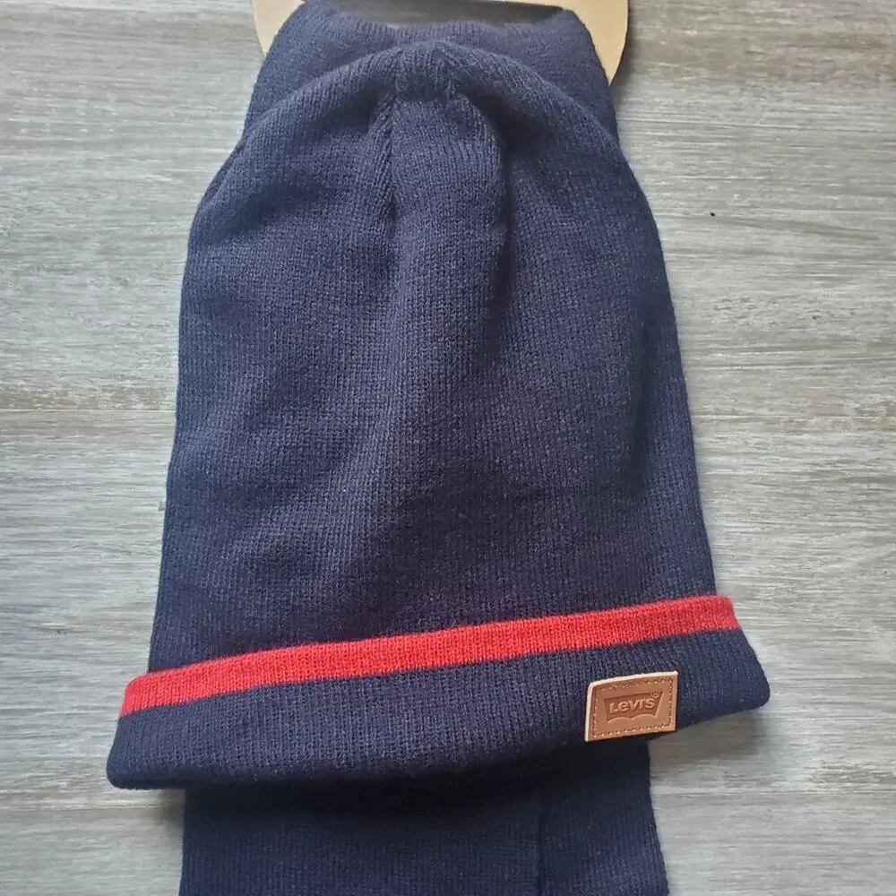 Levi's Knut Beanie and Scarf Set Blue